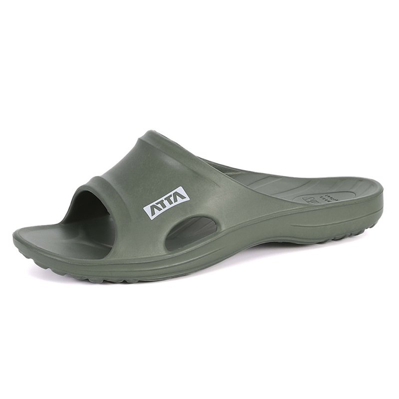 【ATTA】足底均壓 足弓簡約休閒拖鞋-軍綠色 - 拖鞋 - 塑膠 綠色
