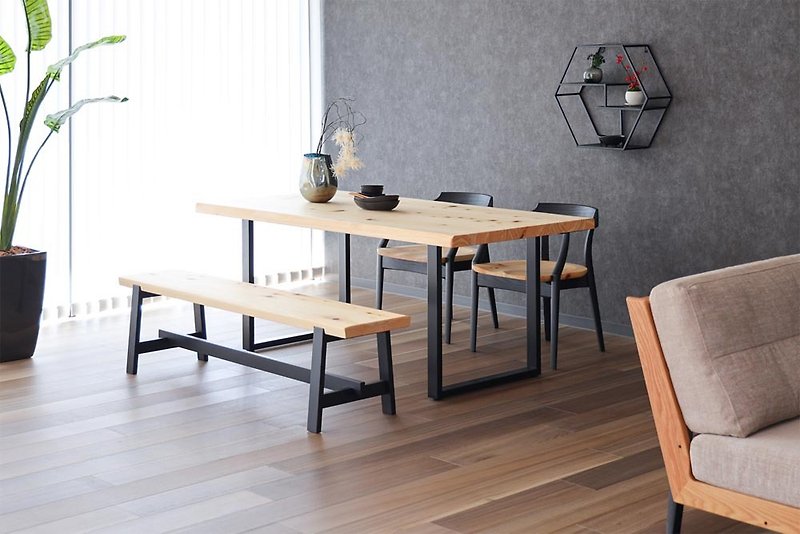 Hida Furniture Ibata Interior Hinen Dining Table Iron Legs - Dining Tables & Desks - Wood Brown