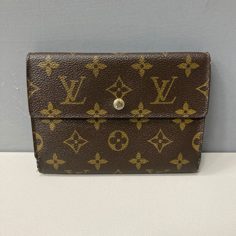 LOUIS VUITTON LV 古董皮夾 經典老花 monogram防水帆布 vintage - 錢包/皮夾/長短夾 - 其他材質 咖啡色