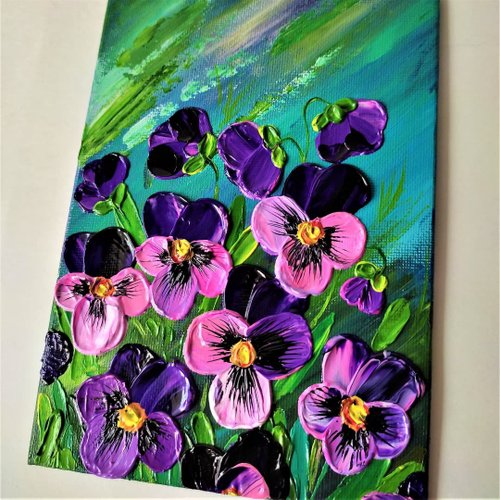 絵画 フランク・エル「パンジーのブーケ」額縁入/花の絵/インテリア/ヴィンテージ 絵画 フランク・エル「パンジーのブーケ」額縁入/花の絵