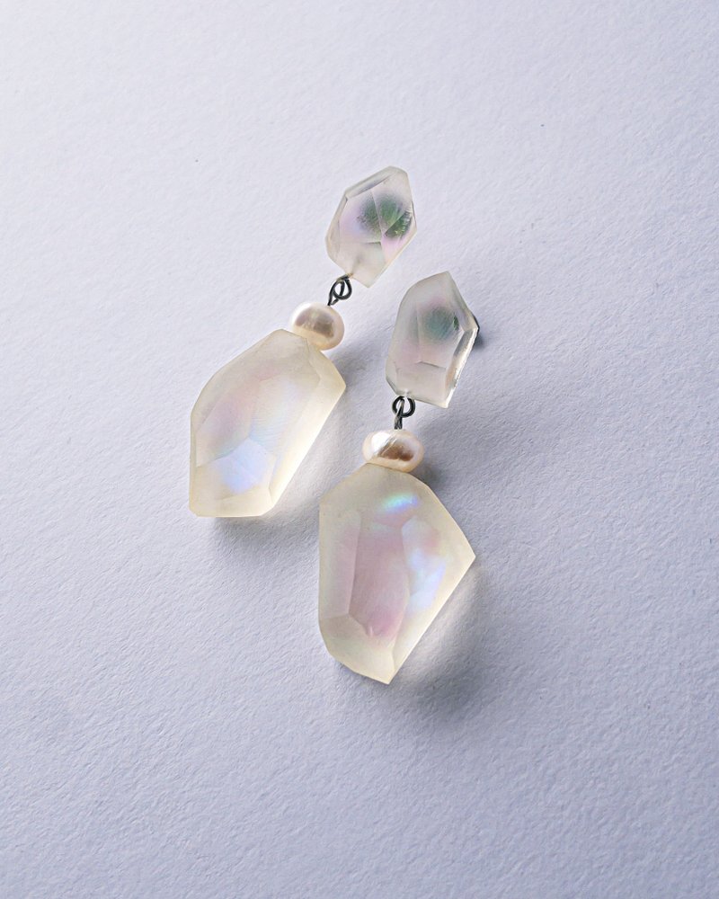 Frames volume earrings /crystals/ Hydrangea Dreamscape 1-a M - ต่างหู - วัสดุอื่นๆ สีใส