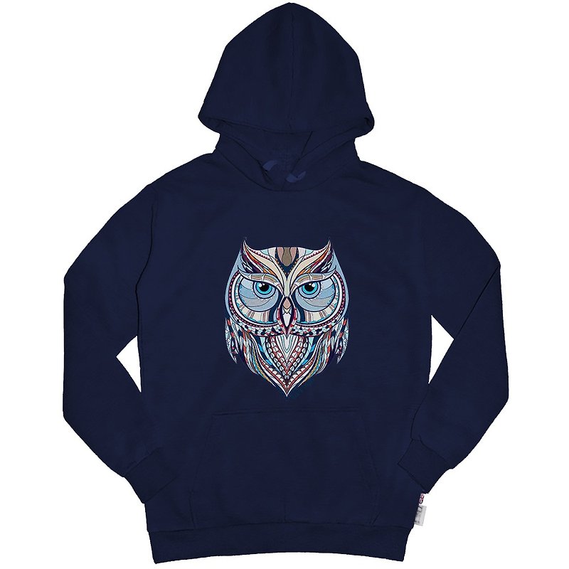 British Fashion Brand -Baker Street- Zentangle Owl Printed Hoodie - Unisex Hoodies & T-Shirts - Cotton & Hemp White