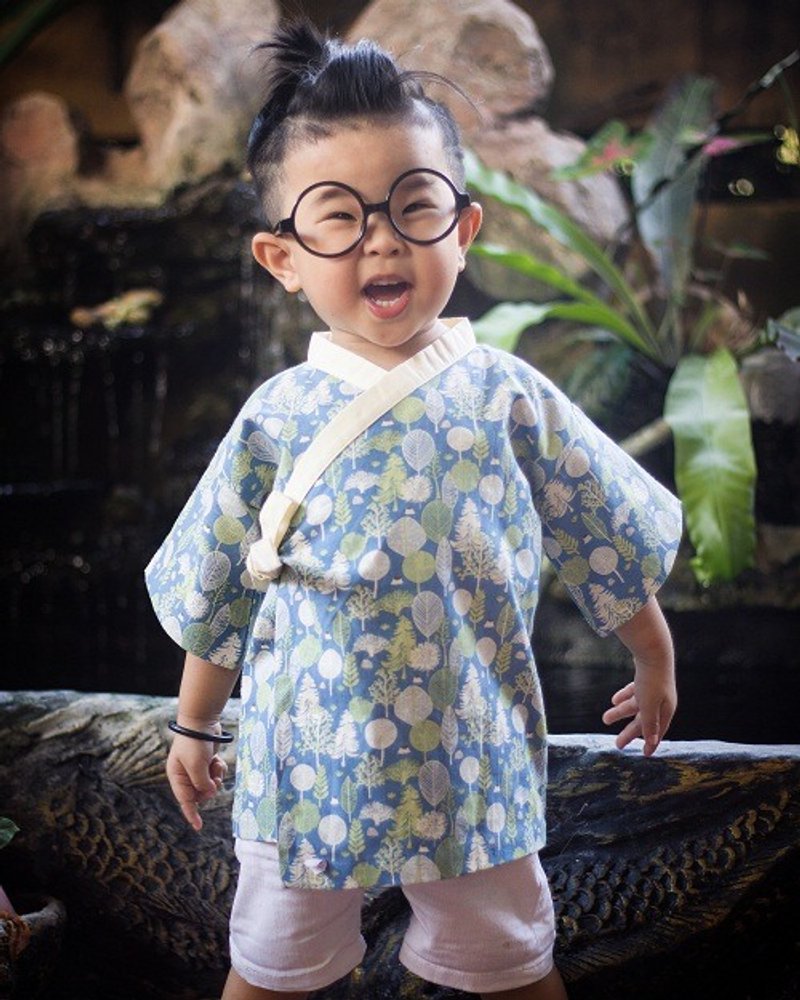 Japanese Cotton Boy Kimono Top Akito - 其他 - 棉．麻 藍色