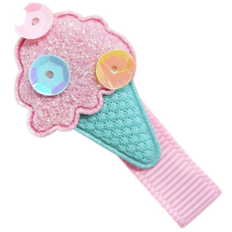 Cutie Bella 冰淇淋甜筒髮夾 全包布手工髮飾Ice Cream-Mint - 髮夾/髮飾 - 聚酯纖維 粉紅色