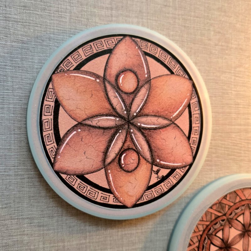 Double-sided ceramic coaster Flower of Life-Persistence - Items for Display - Pottery 