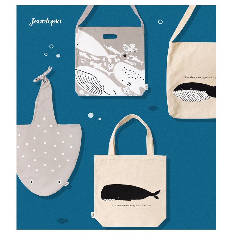 Canvas Bag - Ocean Animal | 2655003 - กระเป๋าถือ - ผ้าฝ้าย/ผ้าลินิน สีเทา