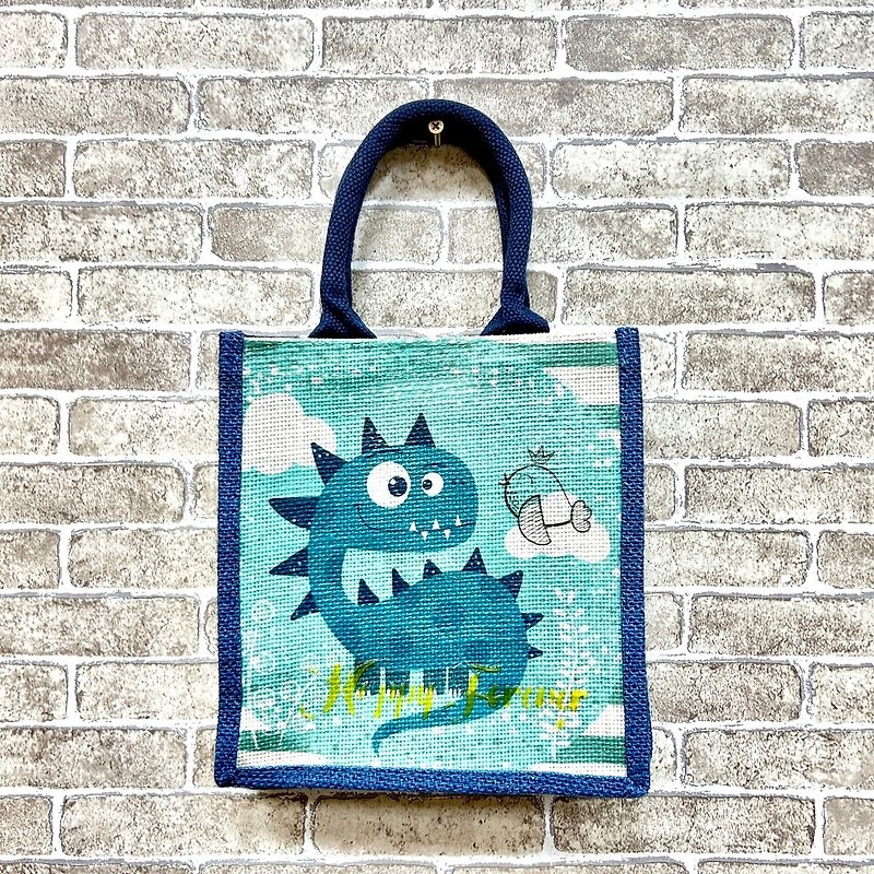 [Handmade] Little Dinosaur – Deep Sea Blue – Cultural and Creative Style Lifestyle Bag - Handbags & Totes - Cotton & Hemp Multicolor