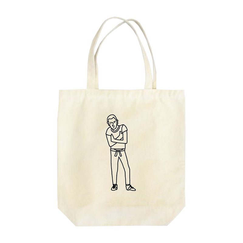Rent boy #3 Tote Bag - กระเป๋าถือ - ผ้าฝ้าย/ผ้าลินิน ขาว