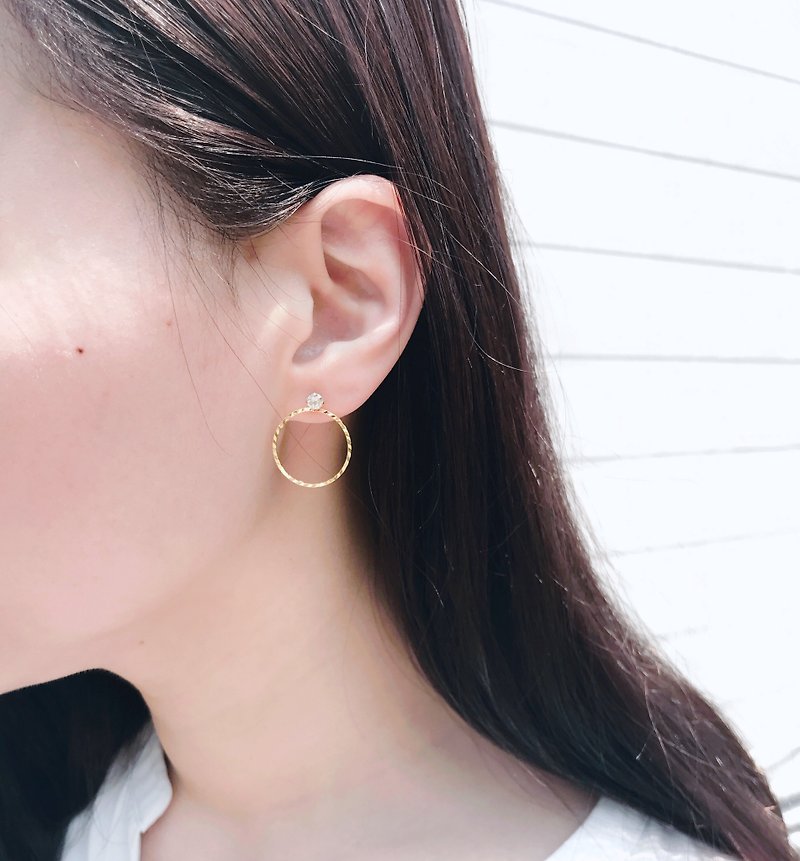 Star Diamond (Large) 18k Gold Handmade Earrings Clip-on Earrings - ต่างหู - โลหะ ขาว