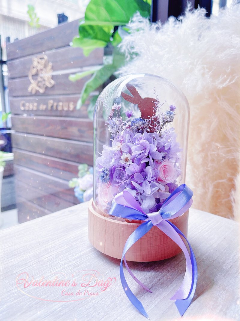浪漫嫣紫療癒兔兔旋轉音樂盒 - 乾燥花/永生花 - 植物．花 紫色