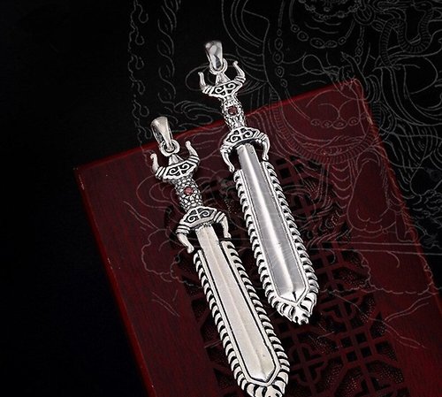 garyjewelry Real 999 Fine Silver Men Cool Sword Pendant without Necklace Buddhism Implement