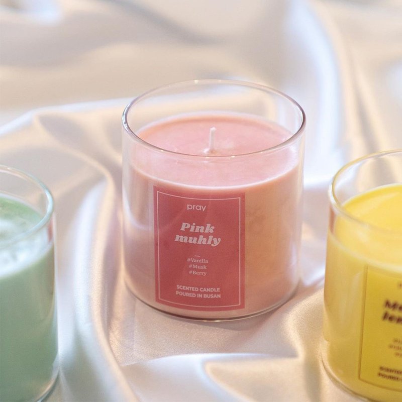 PRAY Standard Candle (L)- Pink Muhly /16.93oz - เทียน/เชิงเทียน - แก้ว สึชมพู