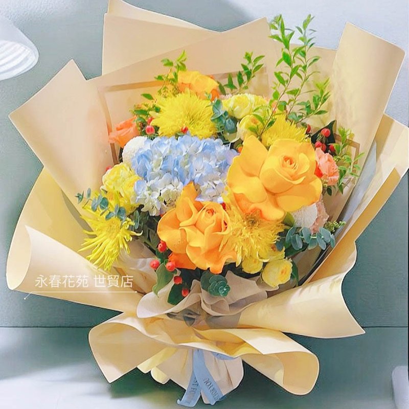 眷夏鮮花花束 | 情人節 生日 送禮首選 | 台北可自取 - 乾燥花/永生花 - 植物．花 橘色