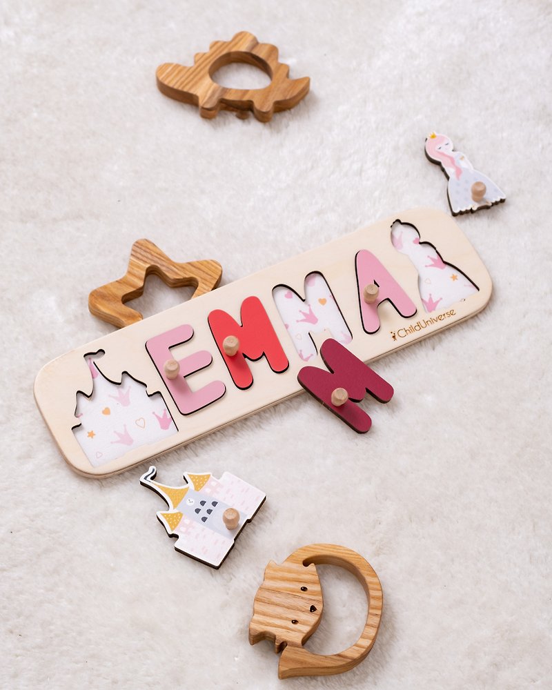 プリンセスネームパズル 木製モンテッソーリおもちゃ 知育玩具 - 知育玩具・ぬいぐるみ - 木製 多色