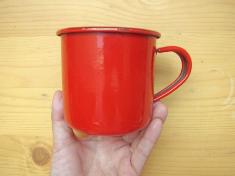 波蘭旅人純色紅琺瑯杯 - 茶具/茶杯 - 其他金屬 紅色