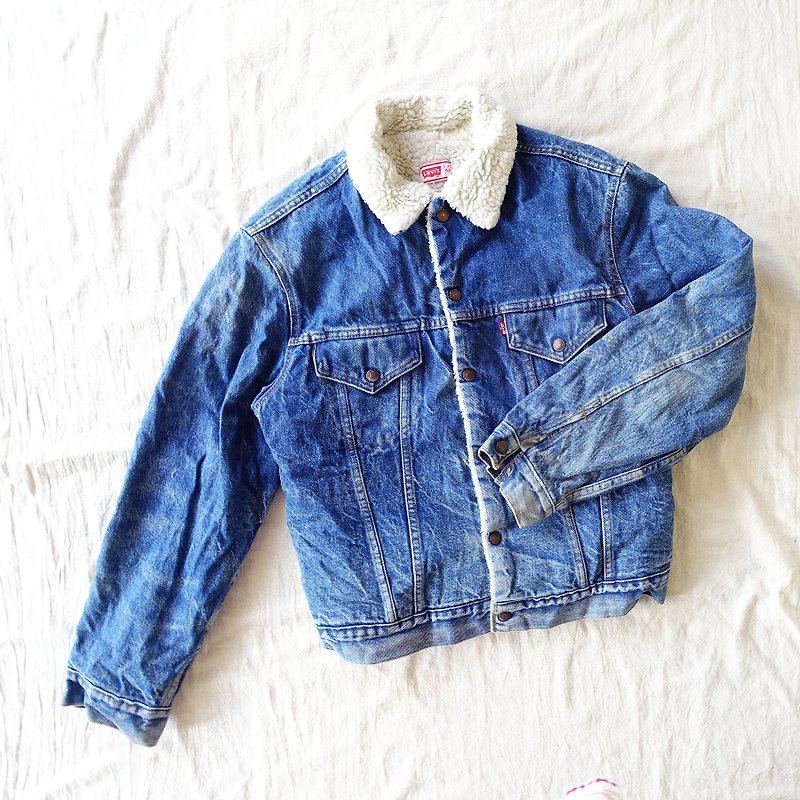 BajuTua / Vintage / American Levi's Pearl shop cotton truck driver jacket (42) - เสื้อโค้ทผู้ชาย - ผ้าฝ้าย/ผ้าลินิน สีน้ำเงิน