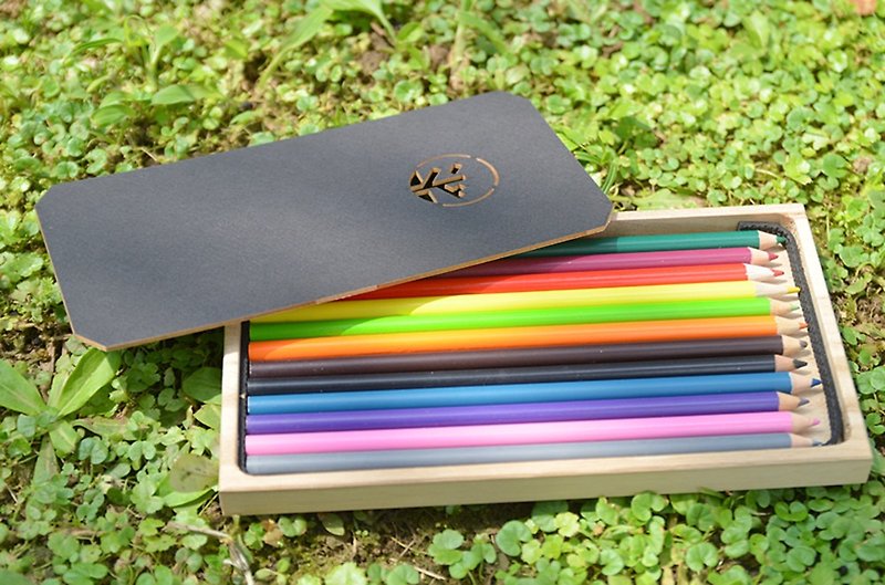 優惠組合 無垢線圈筆記本 + 12色鉛筆 - 筆記本/手帳 - 木頭 咖啡色