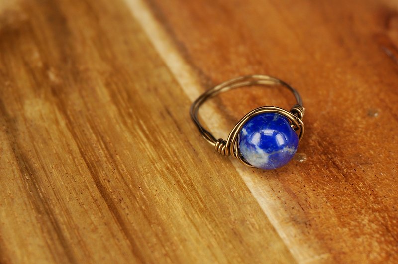 12月誕生石  8mm青金地球繞線戒指 介指 - 戒指 - 寶石 藍色