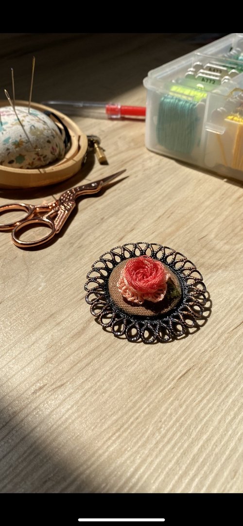 晴好物 立體花刺繡別針 刺繡胸針 復古別針 手刺繡