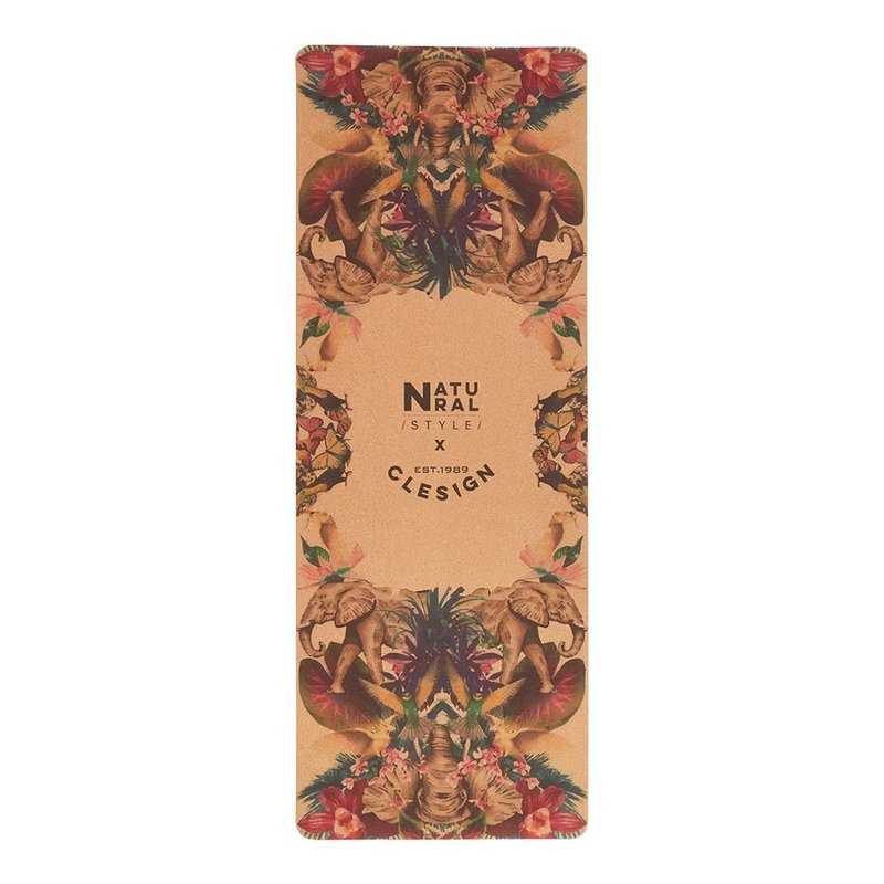 【Clesign】Eco Cork Mat Cork Yoga Mat 5mm - Flowering Elephants - Yoga Mats - Other Materials Multicolor