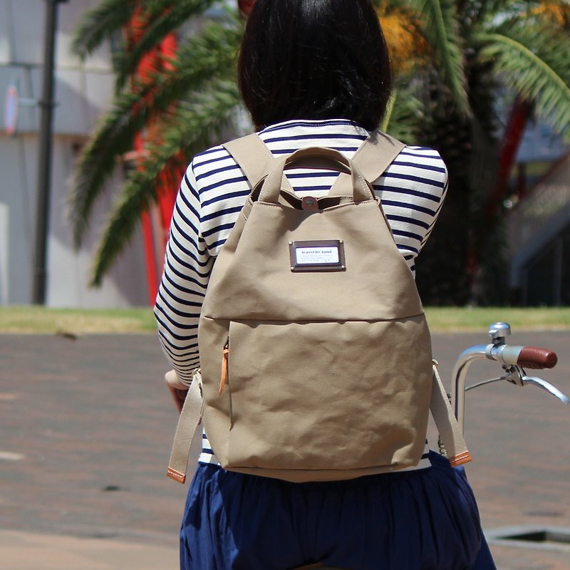 camp: Mushroom Kurashiki Canvas Backpack - กระเป๋าเป้สะพายหลัง - ผ้าฝ้าย/ผ้าลินิน สีนำ้ตาล