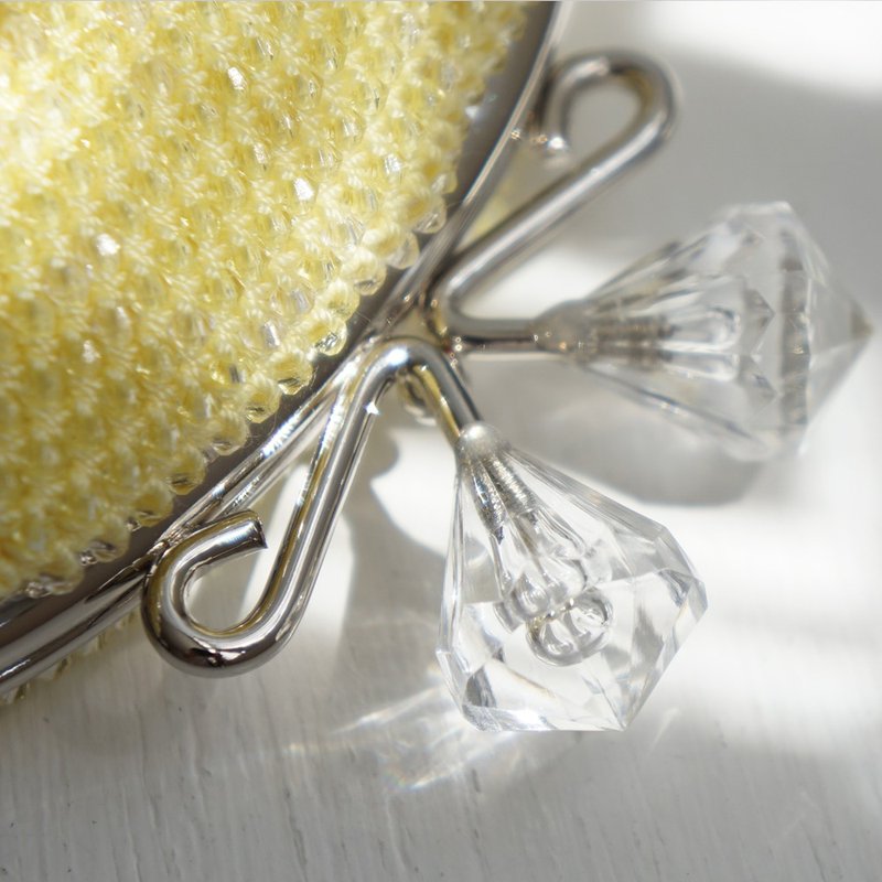 Ba-ba handmade  Acrylic beads crochet pouch No.1523 - 化妝袋/收納袋 - 其他材質 黃色