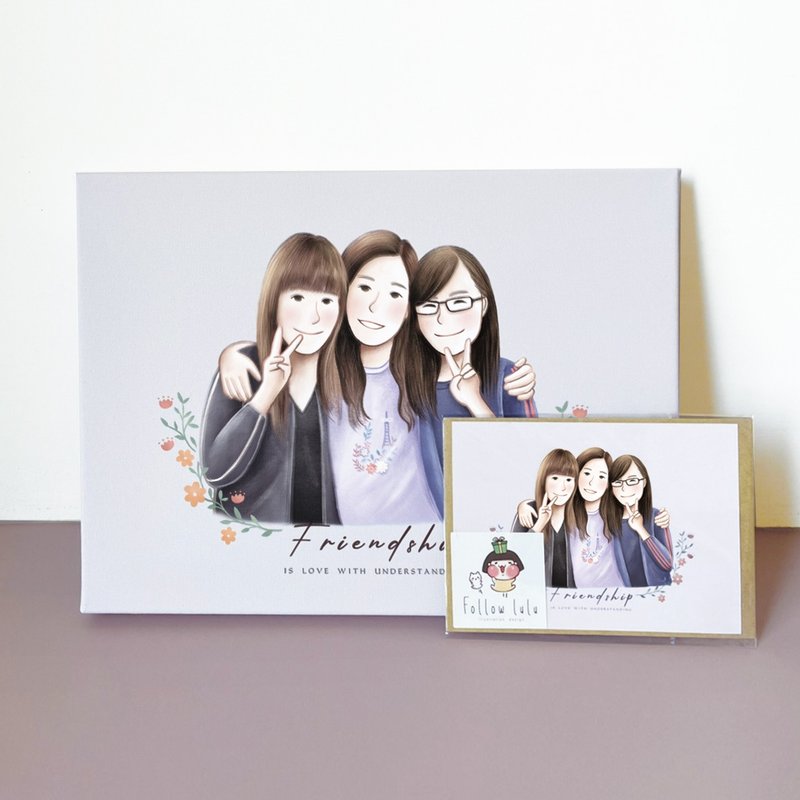 Additional purchase use | Customized portrait frameless painting | Frameless painting | With a card + cowhide envelope - กรอบรูป - ไม้ 