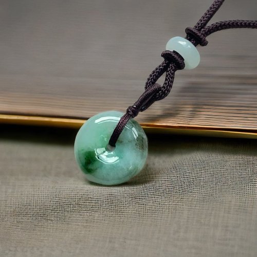 瓔珞珠寶盒 E.L.Jewelry Box 冰糯綠飄花翡翠平安扣編織項鍊 | 天然緬甸玉翡翠A貨