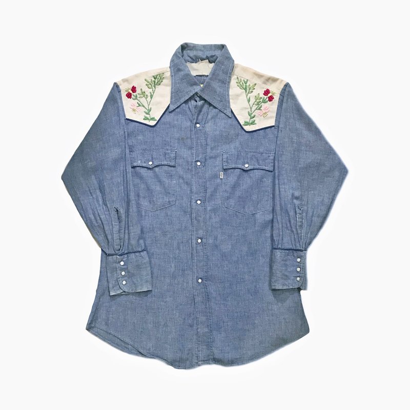 Vintage 70s Levis Embroidered Western Shirt 手工刺繡西部襯衫 - 男襯衫/休閒襯衫 - 棉．麻 多色