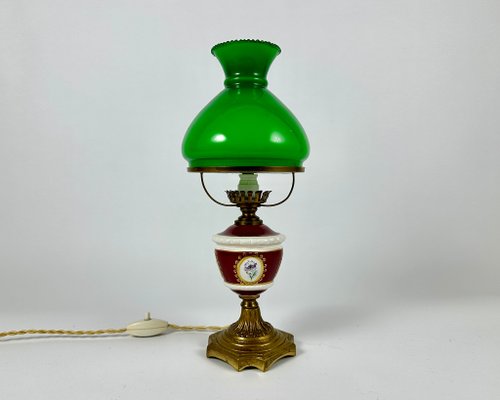 HappyDuckVintage 復古檯燈農舍綠色玻璃燈罩圖書館照明