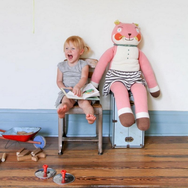 American Blabla Kids Cotton Knit Doll (Giant) Susette Fox 1-05-097 (limited availability) - Stuffed Dolls & Figurines - Cotton & Hemp Pink