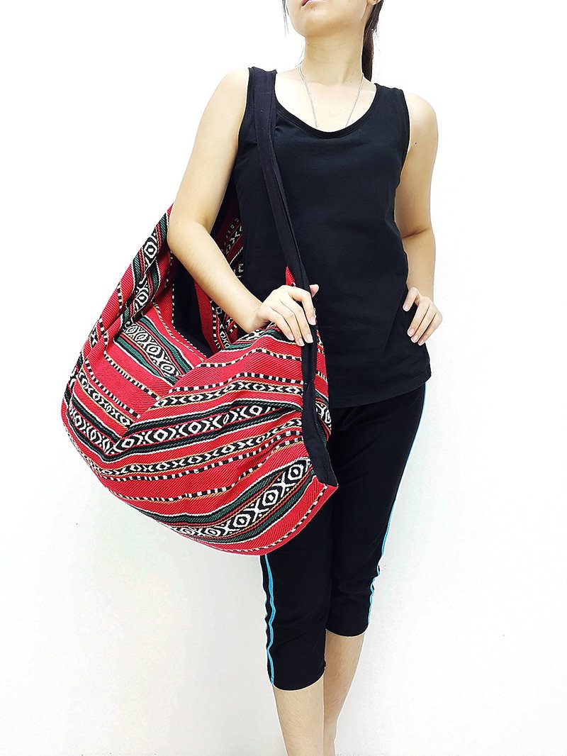 Cotton Bag Backpack Hobo bag boat shape bag Shoulder bag Crossbody Bag - 其他 - 棉．麻 紅色