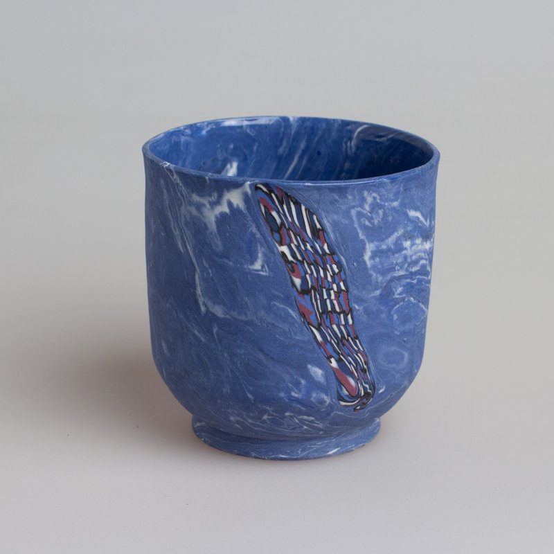 Porcelain handmade cup, nerikomi pottery, exquisite japanese style ornament - Cups - Other Materials Blue