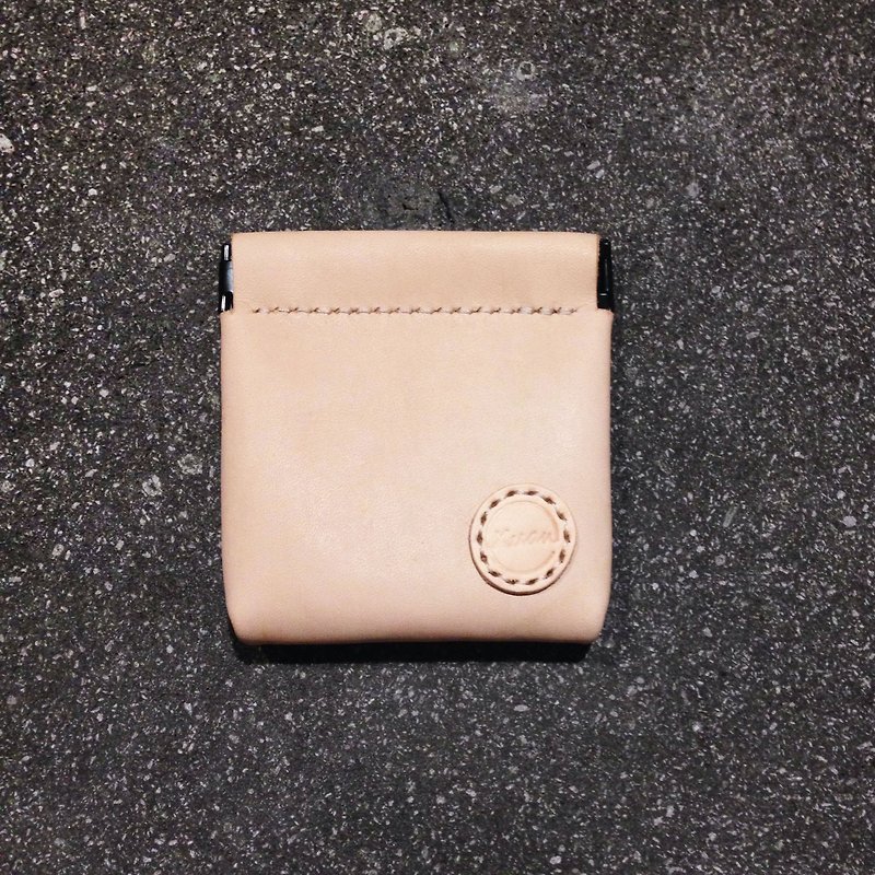 Shrapnel coin purse square-primary color cowhide - Coin Purses - Genuine Leather Khaki
