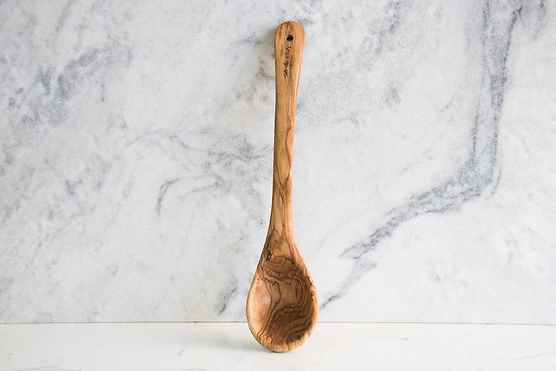 Witch thick cauldron spoon - olive wood tablespoon - เครื่องครัว - ไม้ สีนำ้ตาล