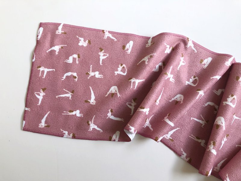 瑜珈女孩運動毛巾-  長版運動毛巾 柔軟刷毛 -豆沙色 - 毛巾/浴巾 - 聚酯纖維 粉紅色