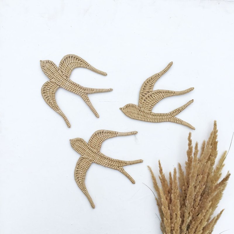 Boho decor, Wicker birds for woodland nursery or kids room hygge décor, Swallows - Wall Décor - Paper Khaki