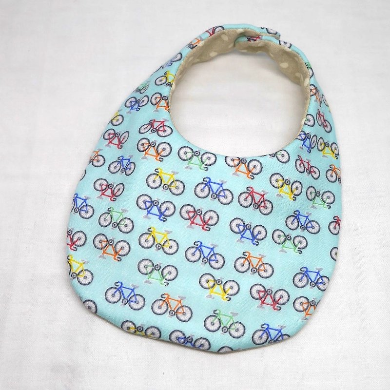 Japanese Handmade 4-layer-double gauze Baby Bib /bicycle - Bibs - Cotton & Hemp Green
