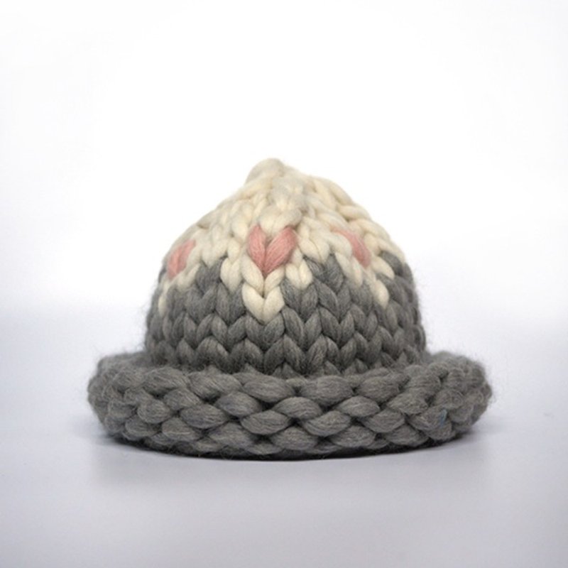 Out of -100% wool coarse needle playful big fat elbow curling wool cap - GRAY - หมวก - ขนแกะ สีเงิน
