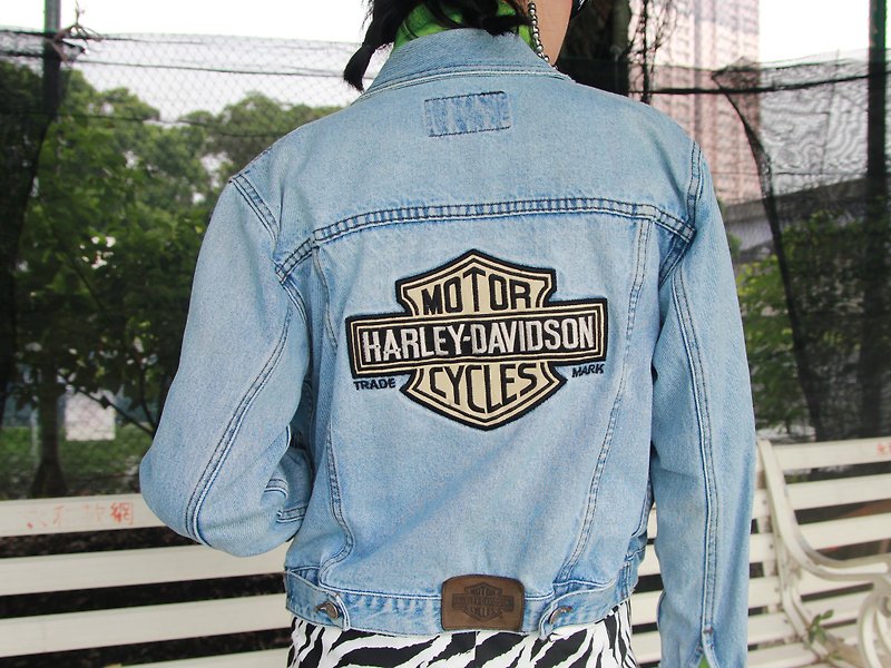 ///Fatty bone/// 80s 90s American Ray Harley Denim Jacket Vintage - เสื้อแจ็คเก็ต - วัสดุอื่นๆ 