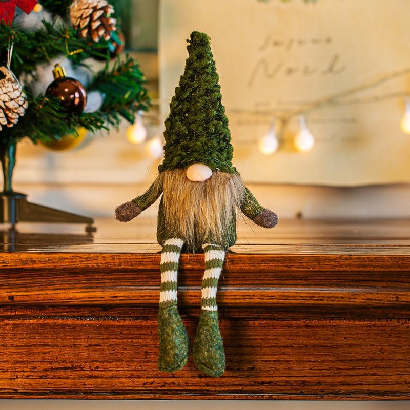 [Devalier] Christmas Gift Tomte Christmas Scandinavian Fairy Santa Claus Long-legged Tomte Stylish Room Accent Yurt Tomte TS-2 Small - Items for Display - Cotton & Hemp Green