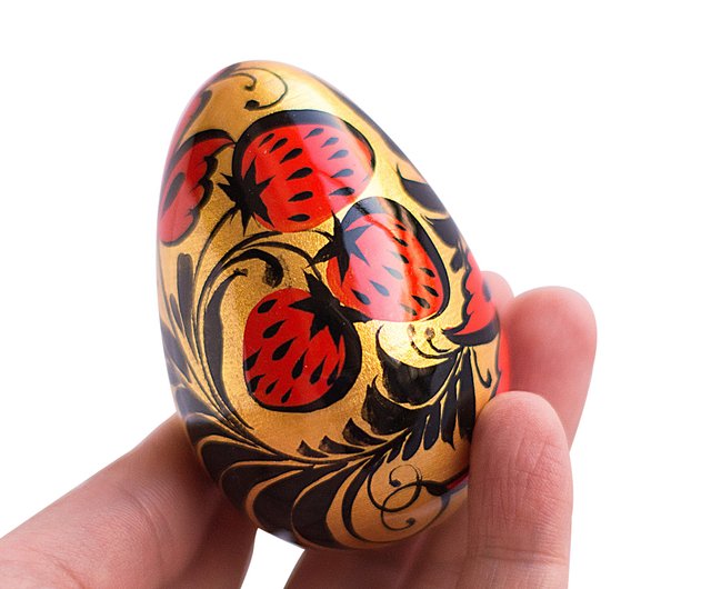 木製の塗られた卵ストロベリーアルタイホフロマ黄金の卵の贈り物ロシアの民芸品 ショップ Nestingdollshop 人形 フィギュア Pinkoi 木製の塗られた卵ストロベリーアルタイホフロマ黄金の卵の贈り物ロシアの民芸品 ショップ Nestingdollshop 人形 フィギュア Pinkoi