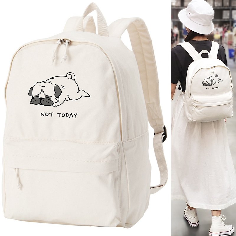 not today pug Backpack - Backpacks - Other Materials White