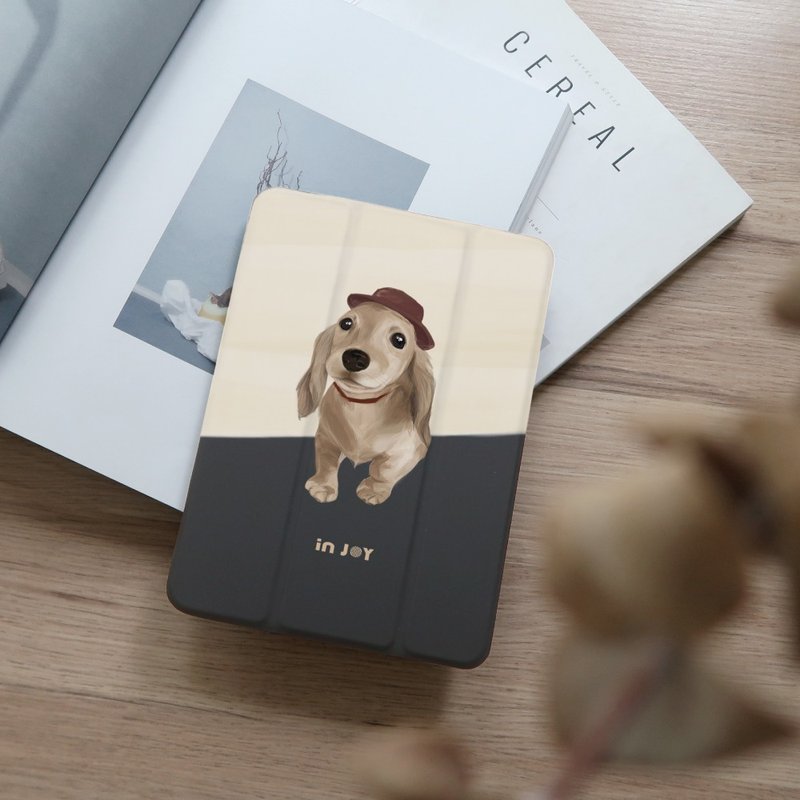 Dachshund ipad case for iPad mini1,2,3,4,5,6/Pro10.5/12.9/Air5/iPad 9 - เคสแท็บเล็ต - วัสดุอื่นๆ สีน้ำเงิน