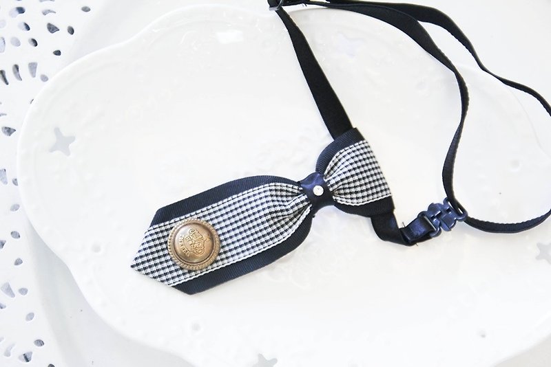 Sweet House Limited Handmade College Wind Necktie Pet Jewelry Plaid - Collars & Leashes - Cotton & Hemp Black