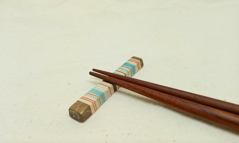 彩色繽紛手工可愛陶筷架/一對 - 筷子/筷子架 - 陶 多色