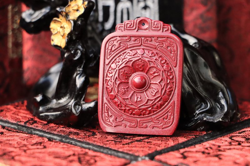 六字真言硃砂吊墜 紫金砂六字大明咒 硃砂吊墜 福祿壽吊墜 送禮 - 項鍊 - 半寶石 