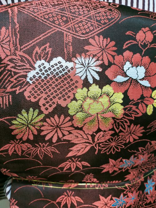 菊、紅葉、牡丹柄アンティーク名古屋帯 - ショップ オリヅル堂