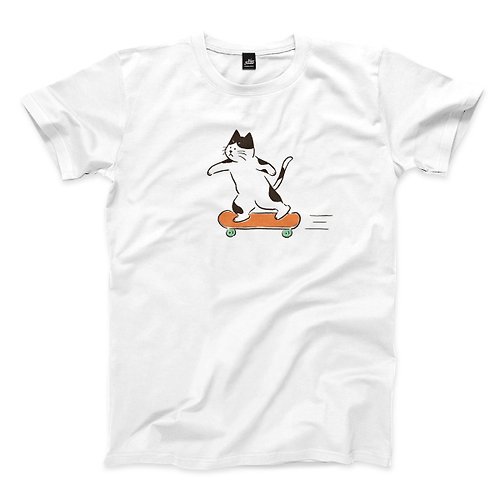 ViewFinder 滑板貓 kuku - 白 - 中性版T恤