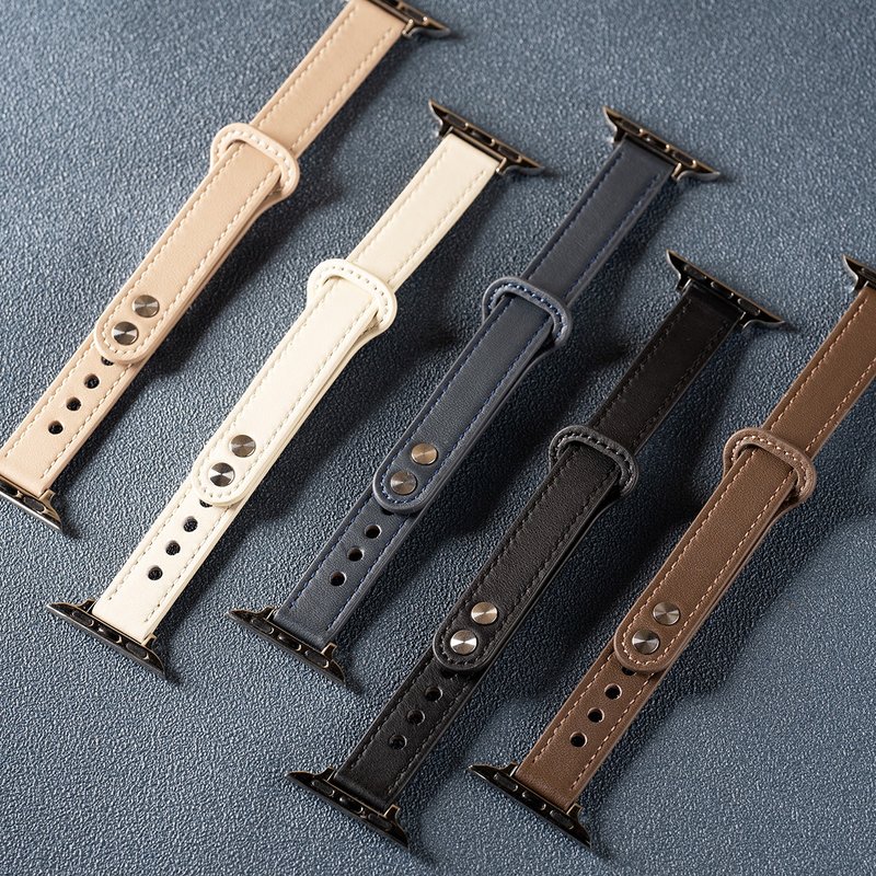 Apple Watch - Leather Strap with Stitching and Double Rivets - Watchbands - Genuine Leather Khaki